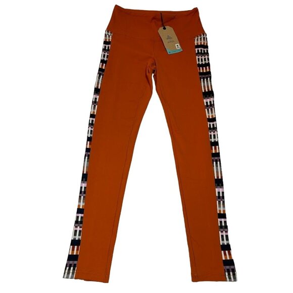 PrAna Women's M Orange Leggings With Patterned Side Panels - Picture 1 of 7
